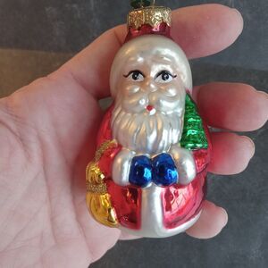 Vintage Mercury Glass Santa Ornament